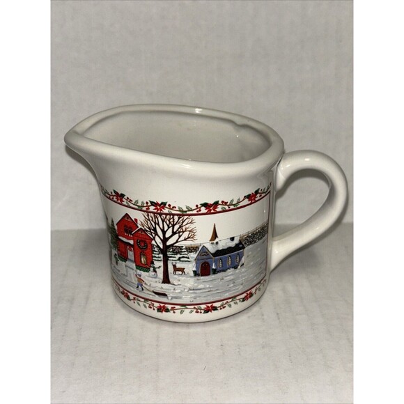 RUSS BERRIE AND CO VTG Creamer And Sugar Bowl w/ Lid “A Christmas Remembered” - Picture 11 of 16